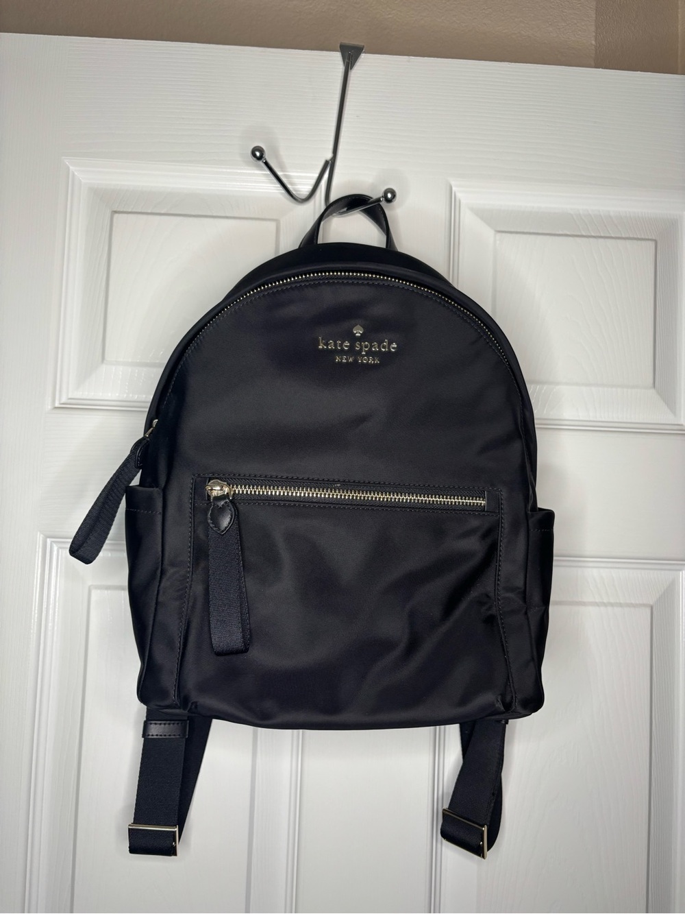Flawless kate spade Black Nylon Mini Backpack with Gold Hardware